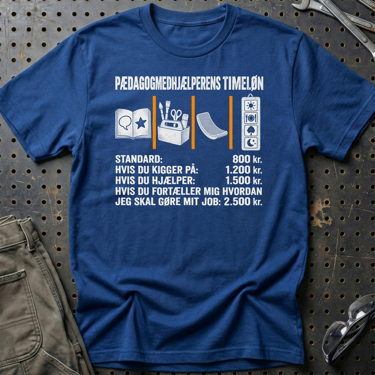 
Pædagogmedhjælperens Timeløn T-Shirt – Blå Royal