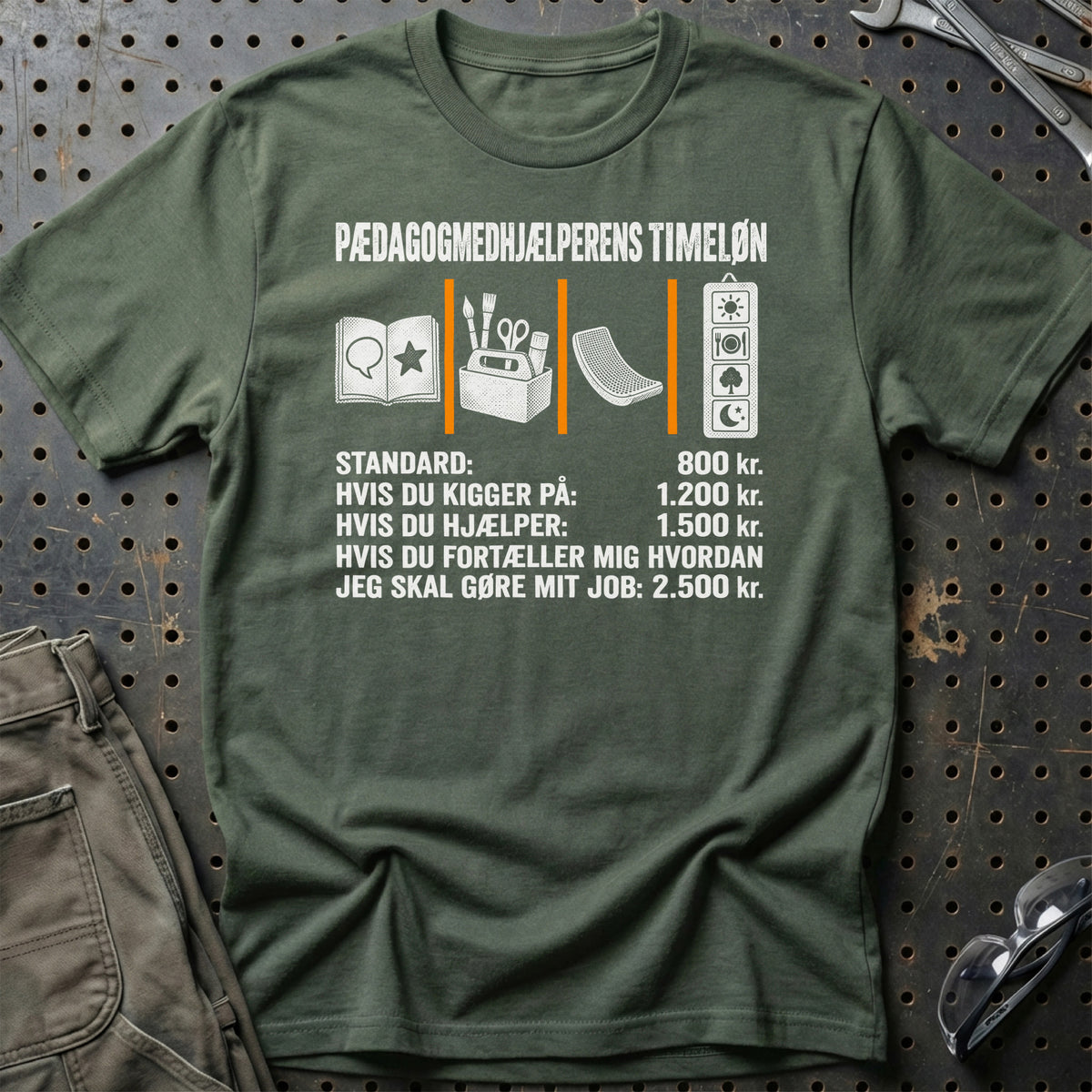 
Pædagogmedhjælperens Timeløn T-Shirt – Grøn Militær
