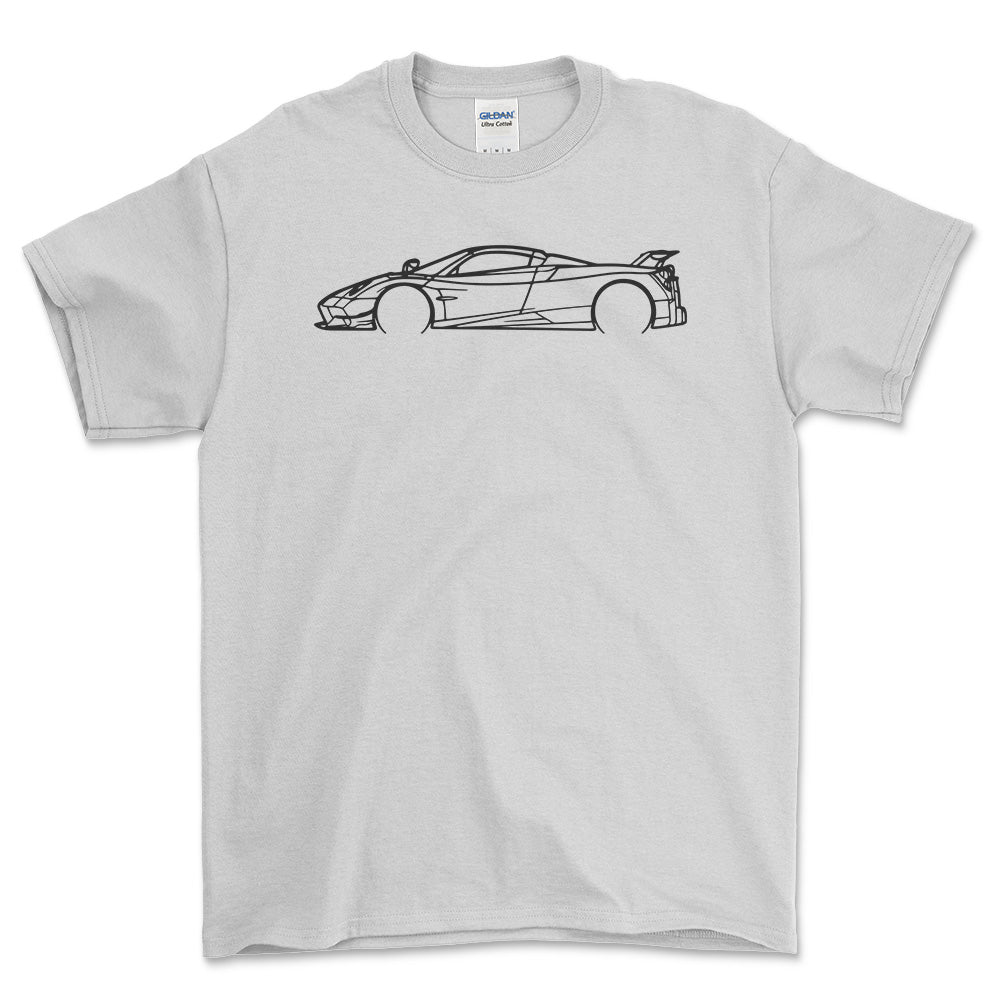 Pagani Huarya Outline - Unisex T-Shirt-Beklædning-Pagani-Hvid-S-Forside-Garage Culture Shop- garage - man cave - merchandise