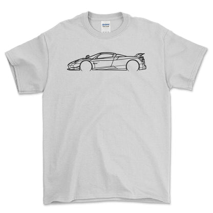 Pagani Huarya Outline - Unisex T-Shirt-Beklædning-Pagani-Hvid-S-Forside-Garage Culture Shop- garage - man cave - merchandise