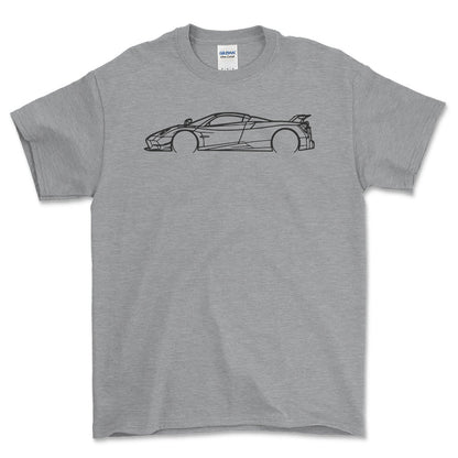 Pagani Huarya Outline - Unisex T-Shirt-Beklædning-Pagani-Grå Sport-S-Forside-Garage Culture Shop- garage - man cave - merchandise