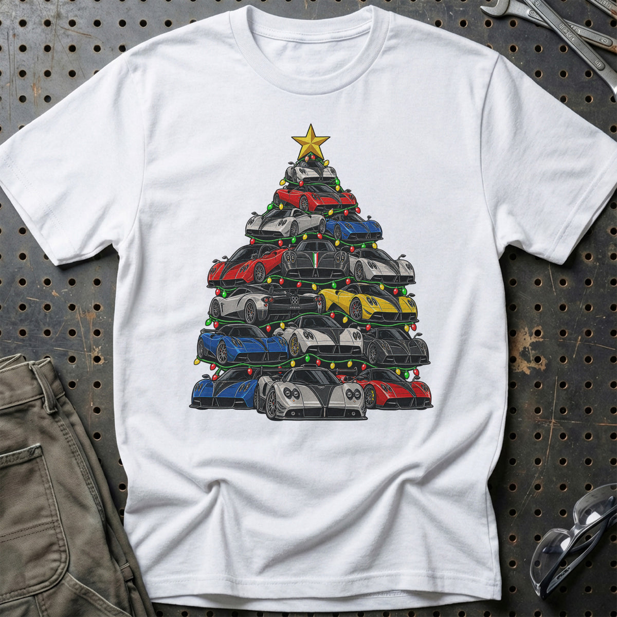 Pagani Juletræ T-Shirt-Beklædning-Pagani-Hvid-S-Garage Culture Shop- garage - man cave - merchandise