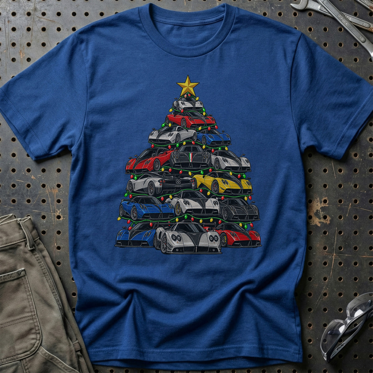 Pagani Juletræ T-Shirt-Beklædning-Pagani-Blå Royal-S-Garage Culture Shop- garage - man cave - merchandise