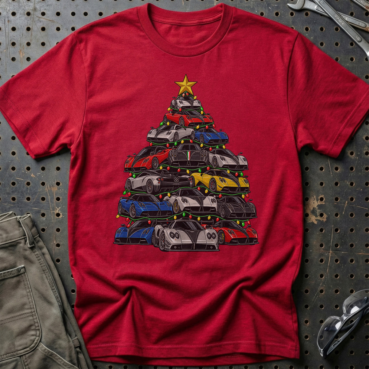 Pagani Juletræ T-Shirt-Beklædning-Pagani-Rød-S-Garage Culture Shop- garage - man cave - merchandise