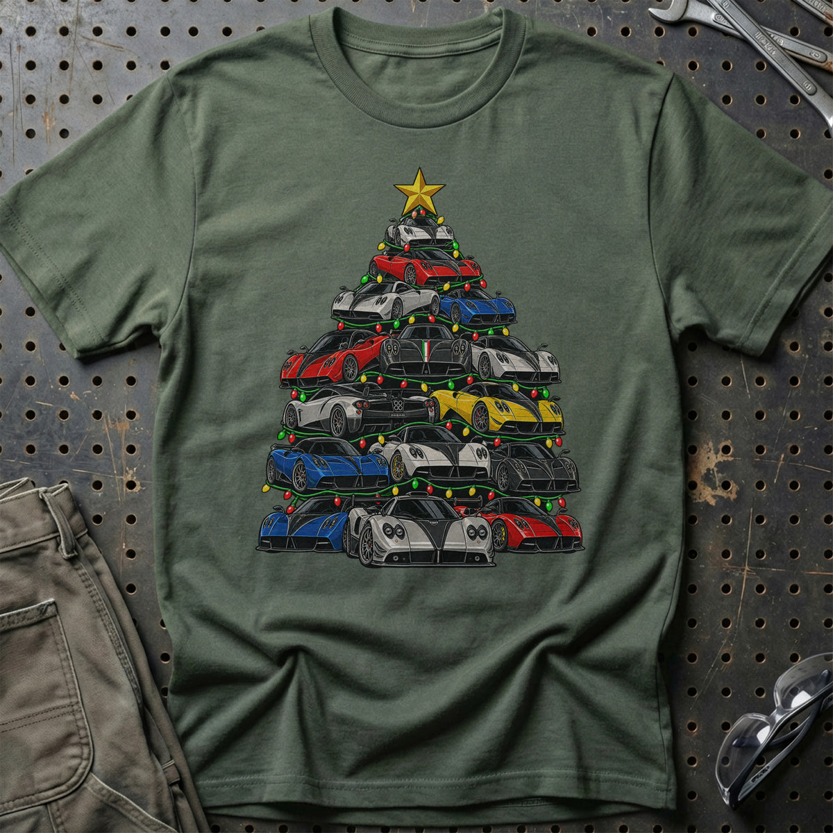 Pagani Juletræ T-Shirt-Beklædning-Pagani-Grøn Militær-S-Garage Culture Shop- garage - man cave - merchandise