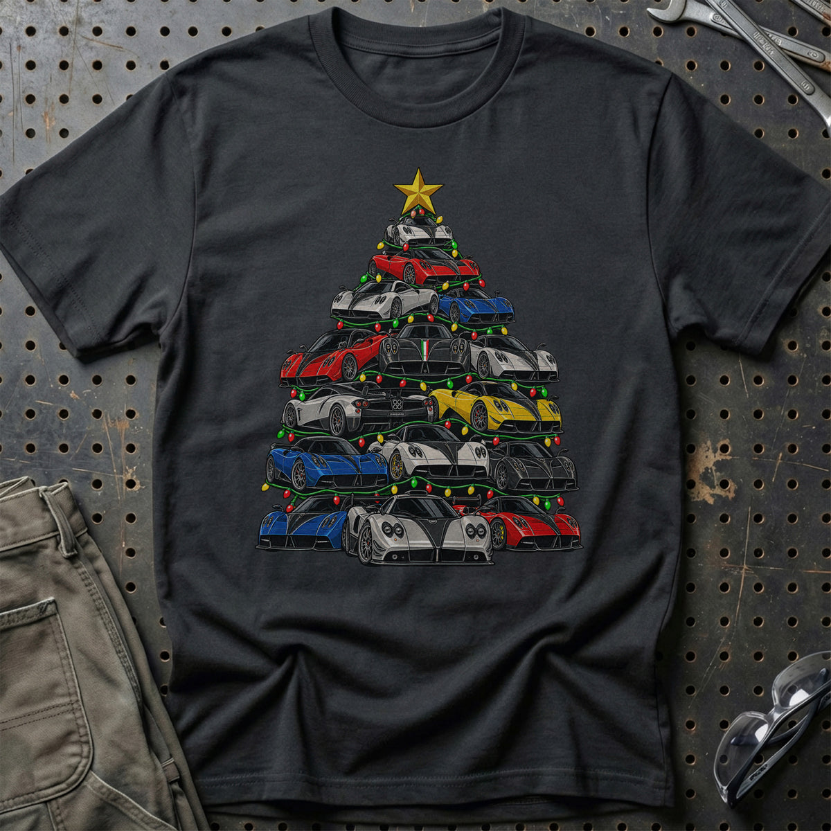 Pagani Juletræ T-Shirt-Beklædning-Pagani-Sort-S-Garage Culture Shop- garage - man cave - merchandise