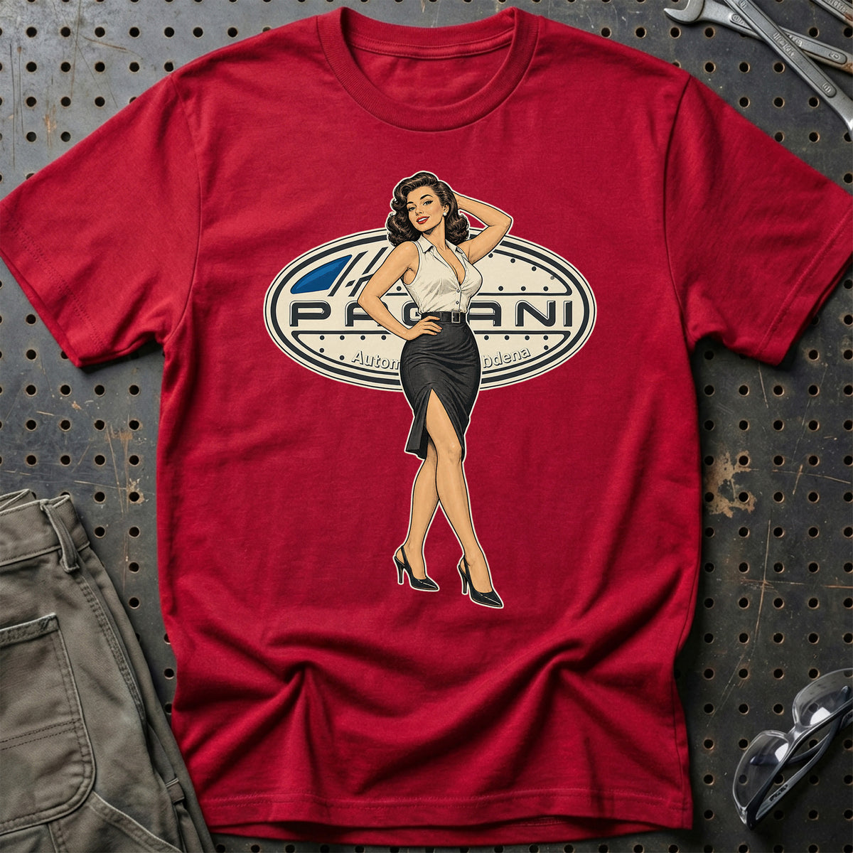 Pagani Retro Pinup T-Shirt-Beklædning-Pagani-Rød-S-Garage Culture Shop- garage - man cave - merchandise