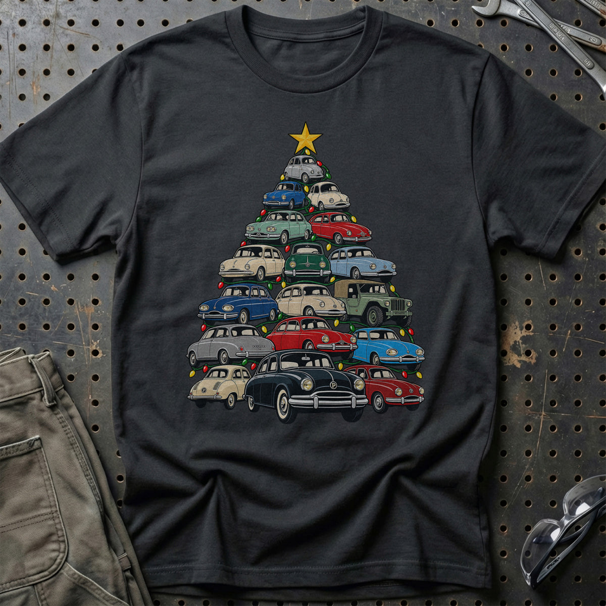 Panhard Juletræ T-Shirt-Beklædning-Panhard-Sort-S-Garage Culture Shop- garage - man cave - merchandise