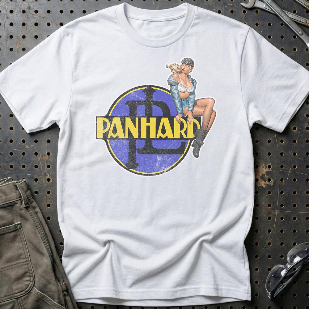 Panhard Pinup T-Shirt-Beklædning-Panhard-Hvid-S-Garage Culture Shop- garage - man cave - merchandise