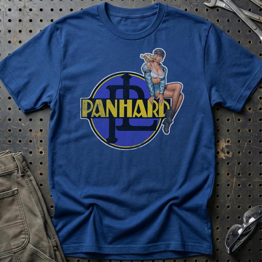 Panhard Pinup T-Shirt-Beklædning-Panhard-Blå Royal-S-Garage Culture Shop- garage - man cave - merchandise