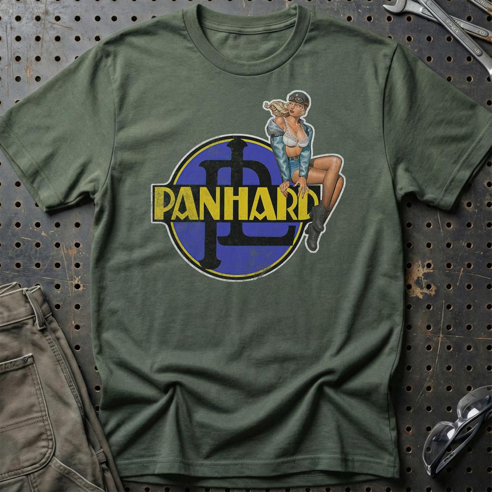 Panhard Pinup T-Shirt-Beklædning-Panhard-Grøn Militær-S-Garage Culture Shop- garage - man cave - merchandise