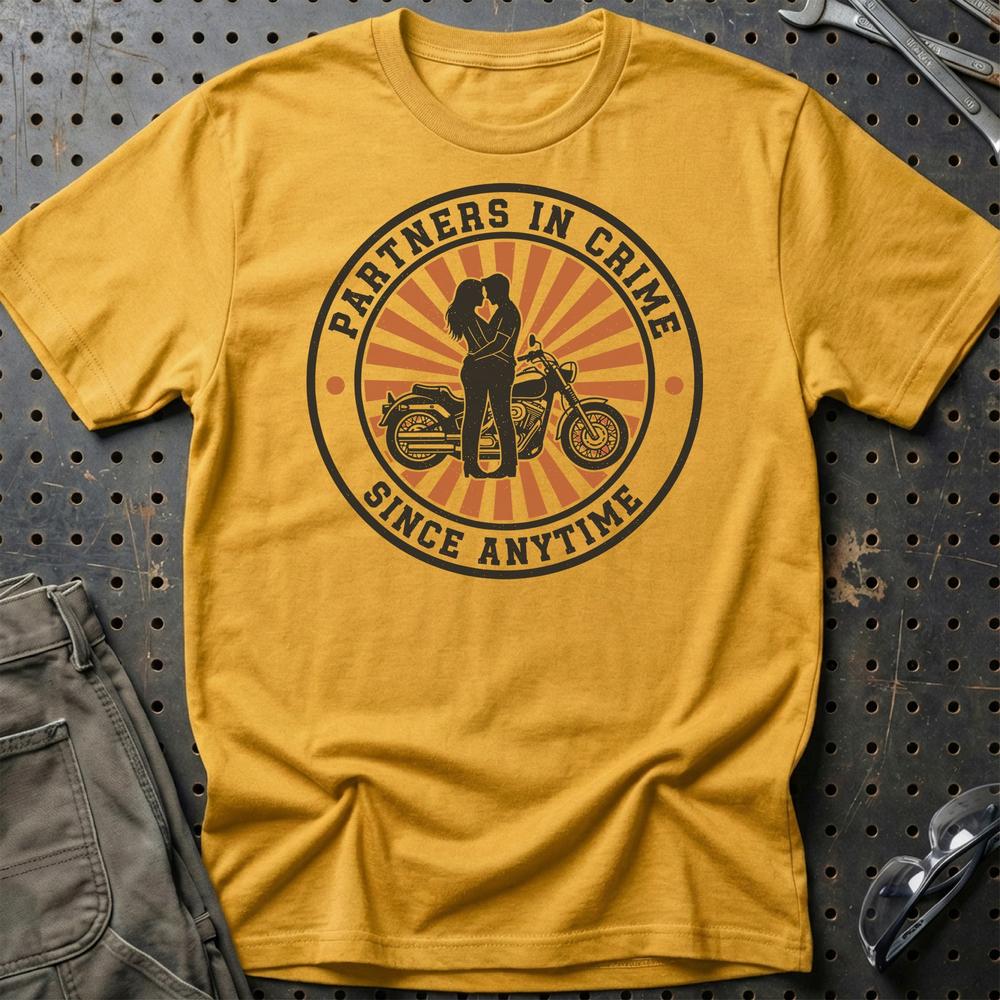 Partners In Crime Since Anytime T-Shirt-Beklædning-Garage Culture-Guld-S-Garage Culture Shop- garage - man cave - merchandise