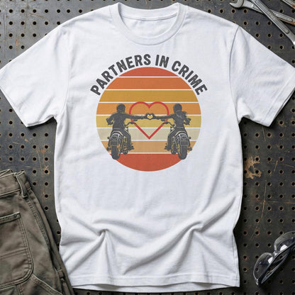 Partners In Crime – Unisex T-Shirt , Bomuld-Beklædning-Garage Culture-Hvid-S-Garage Culture Shop- garage - man cave - merchandise