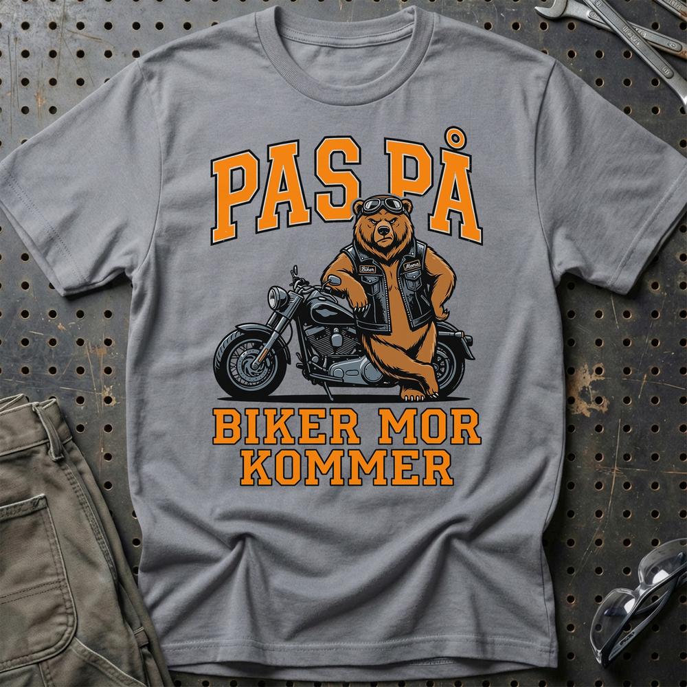 Pas På Biker Mor Kommer - Motorcykel T-Shirt til Kvinder T-Shirt-Beklædning-Garage Culture-Grå Sport-S-Garage Culture Shop- garage - man cave - merchandise
