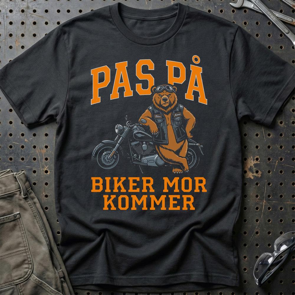 Pas På Biker Mor Kommer - Motorcykel T-Shirt til Kvinder T-Shirt-Beklædning-Garage Culture-Sort-S-Garage Culture Shop- garage - man cave - merchandise