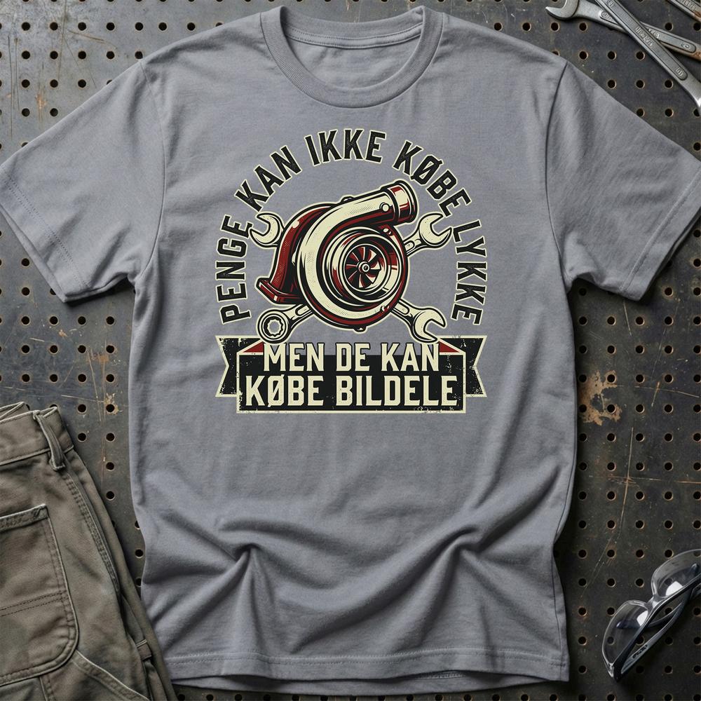 Penge Kan Ikke Købe Lykke – Men De Kan Købe Bildele Unisex T-Shirt , Bomuld-Beklædning-Garage Culture-Grå Sport-S-Garage Culture Shop- garage - man cave - merchandise