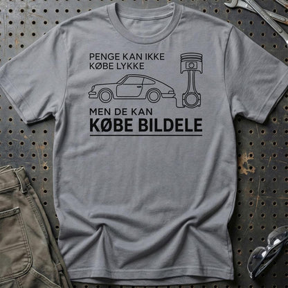Penge Kan Ikke Købe Lykke – Men De Kan Købe Bildele Unisex T-Shirt , Bomuld-Beklædning-Garage Culture-Grå Sport-S-Garage Culture Shop- garage - man cave - merchandise
