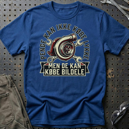 Penge Kan Ikke Købe Lykke – Men De Kan Købe Bildele Unisex T-Shirt , Bomuld-Beklædning-Garage Culture-Blå Royal-S-Garage Culture Shop- garage - man cave - merchandise