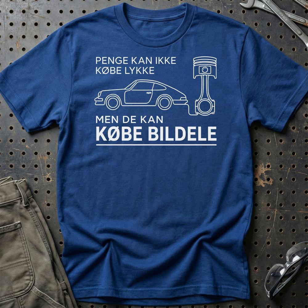 Penge Kan Ikke Købe Lykke – Men De Kan Købe Bildele Unisex T-Shirt , Bomuld-Beklædning-Garage Culture-Blå Royal-S-Garage Culture Shop- garage - man cave - merchandise