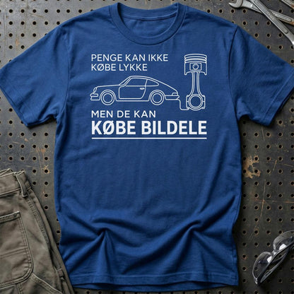 Penge Kan Ikke Købe Lykke – Men De Kan Købe Bildele Unisex T-Shirt , Bomuld-Beklædning-Garage Culture-Blå Royal-S-Garage Culture Shop- garage - man cave - merchandise