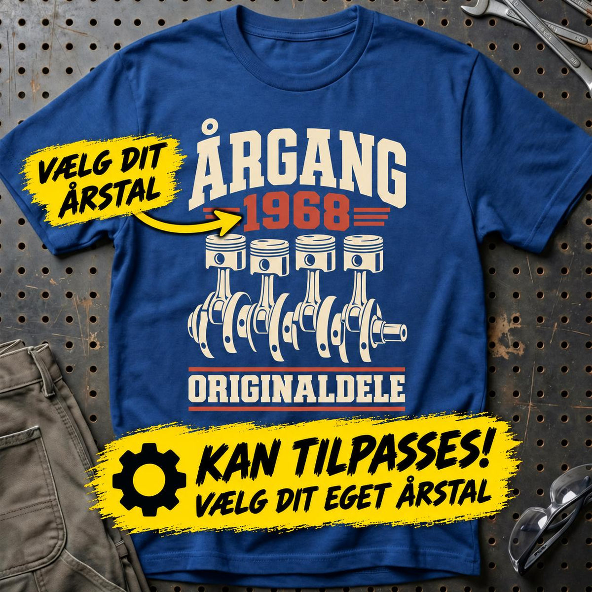 
Produktbillede af Personlig – Årgang originaldele – T-shirt med dit årstal