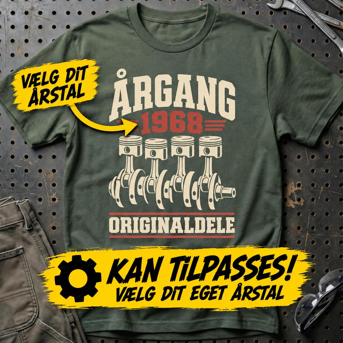 
Produktbillede af Personlig – Årgang originaldele – T-shirt med dit årstal