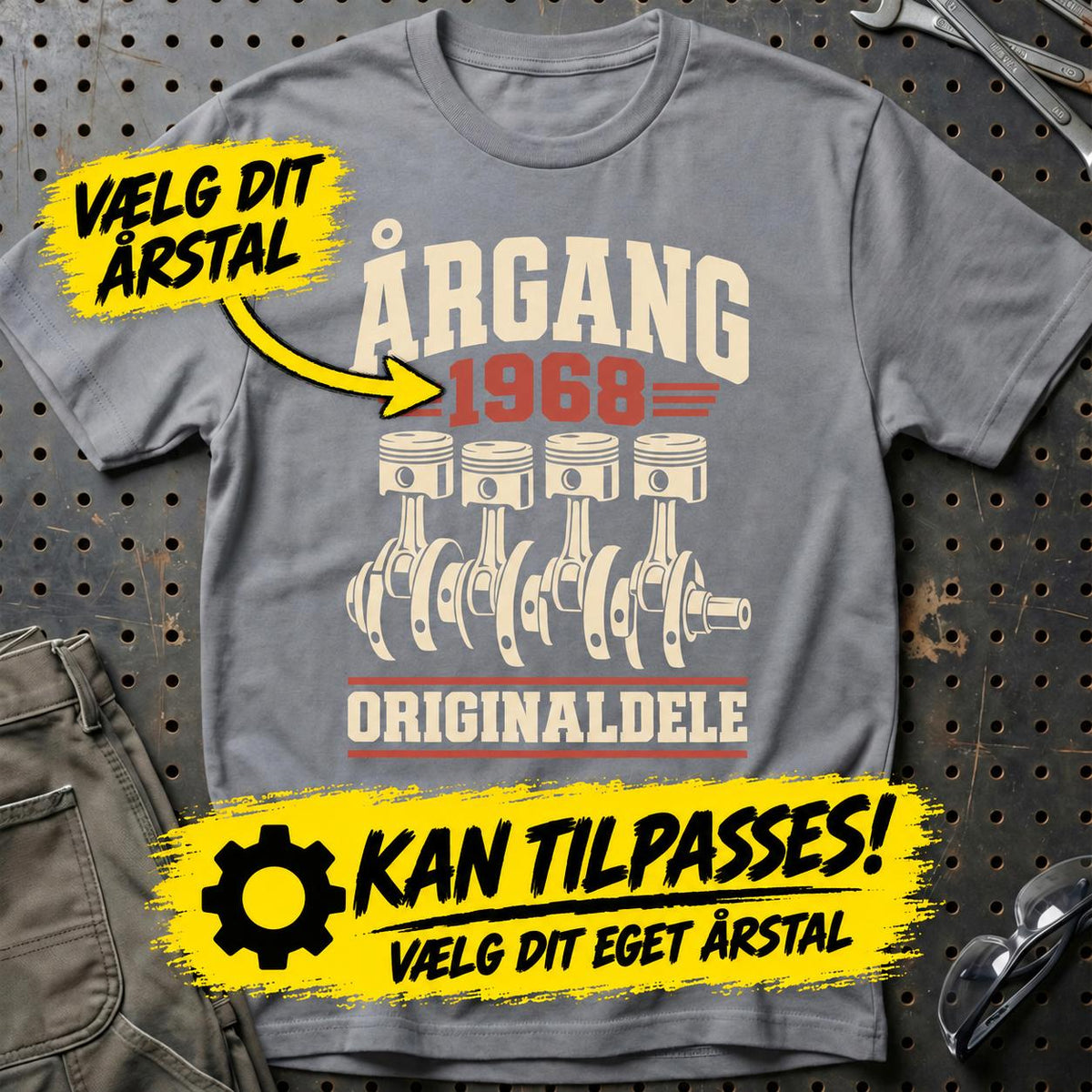 
Produktbillede af Personlig – Årgang originaldele – T-shirt med dit årstal