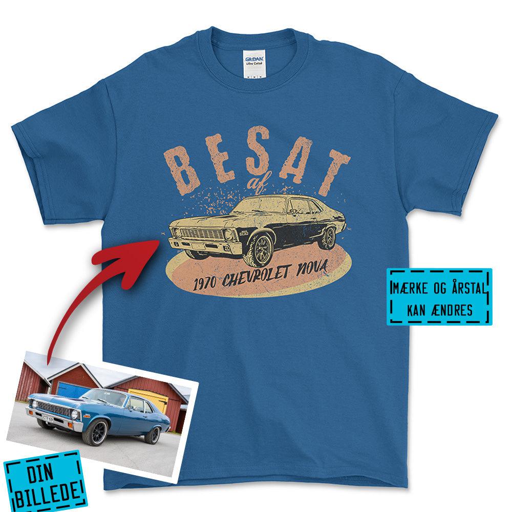 Personlig - Besat Af Min Bil/Motorcykel - Med Din Bil MC Billede T-Shirt-Beklædning-Garage Culture-Blå Royal-S-Garage Culture Shop- garage - man cave - merchandise