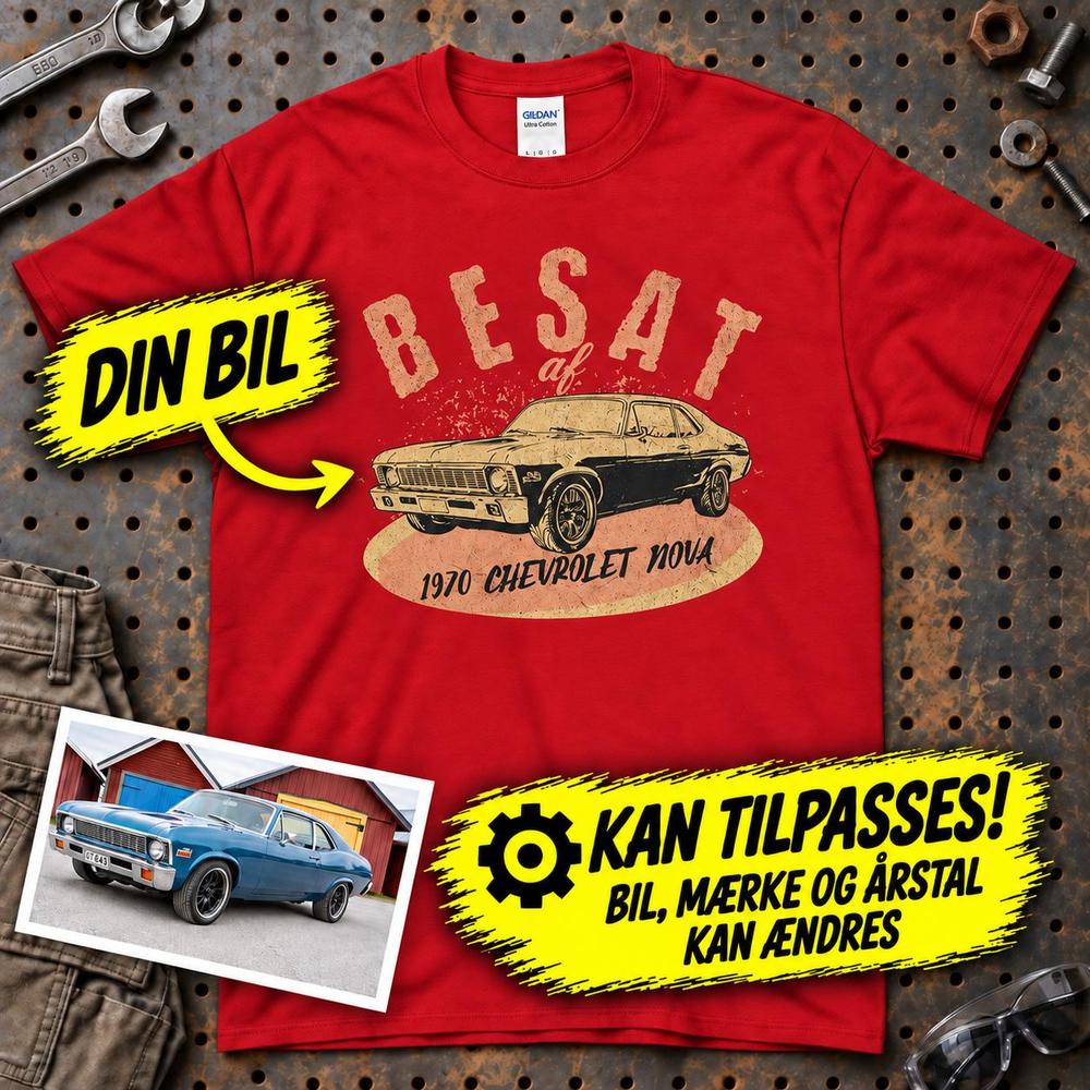 
Produktbillede af Personlig - Besat Af Min Bil/Motorcykel - Med Din Bil MC Billede T-Shirt