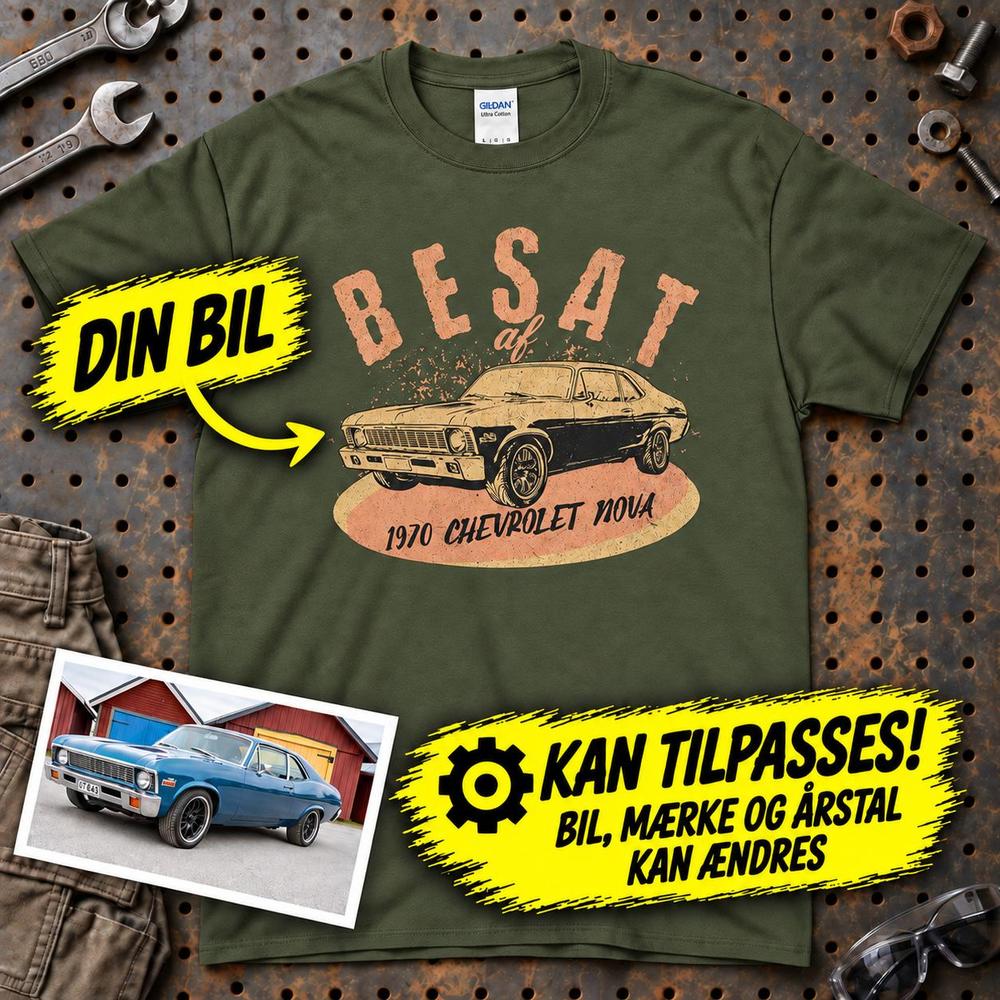 
Produktbillede af Personlig - Besat Af Min Bil/Motorcykel - Med Din Bil MC Billede T-Shirt