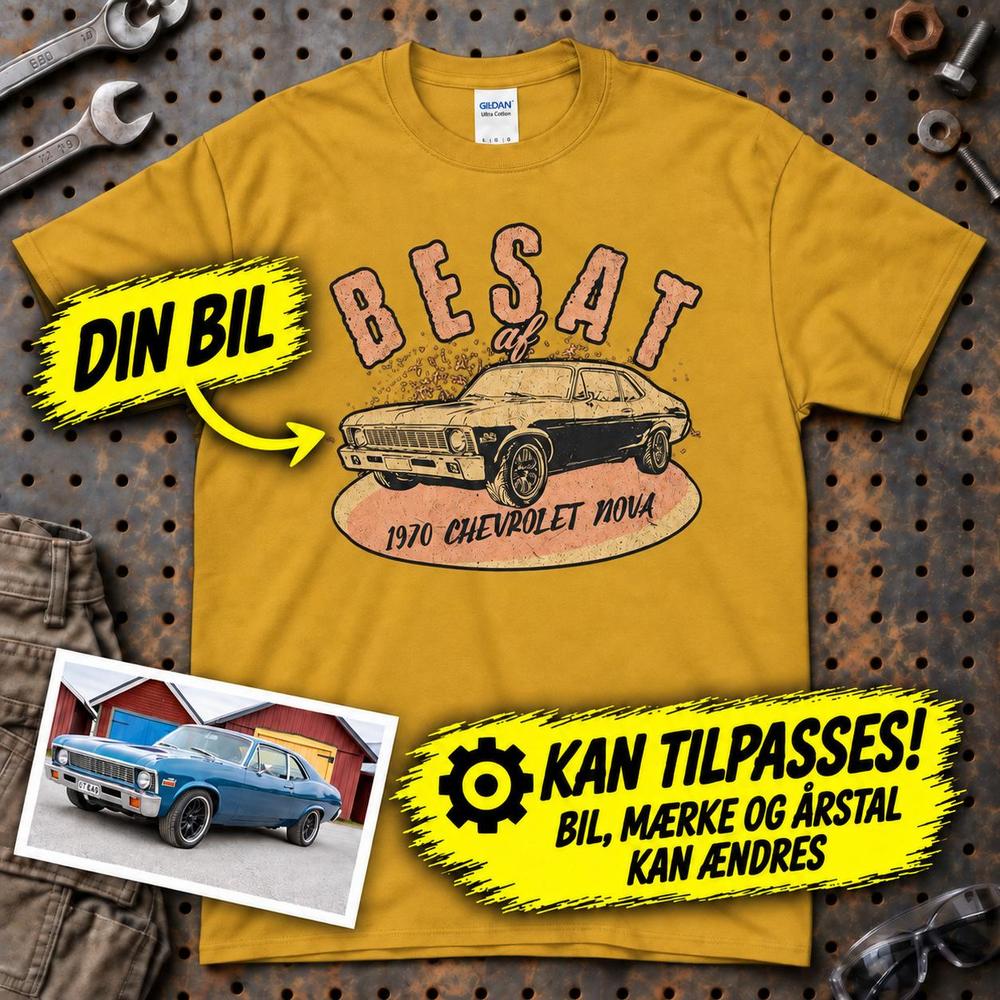 
Produktbillede af Personlig - Besat Af Min Bil/Motorcykel - Med Din Bil MC Billede T-Shirt