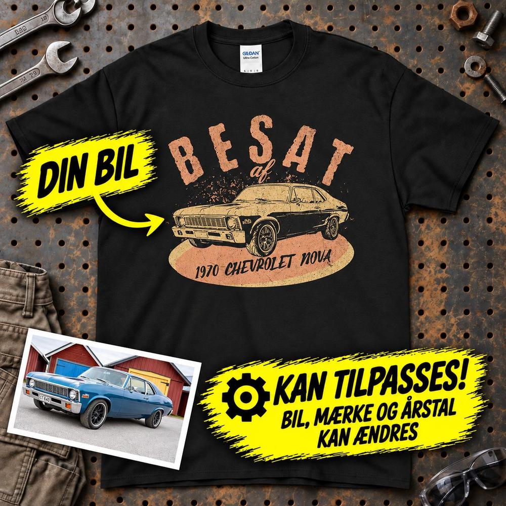 
Produktbillede af Personlig - Besat Af Min Bil/Motorcykel - Med Din Bil MC Billede T-Shirt