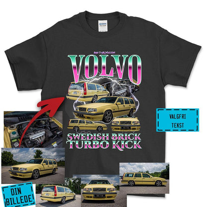 Personlig Bootleg Style - Din Bil Billede + Din Text Unisex T-Shirt , Bomuld-Beklædning-Garage Culture-Sort-S-Forside-Garage Culture Shop- garage - man cave - merchandise