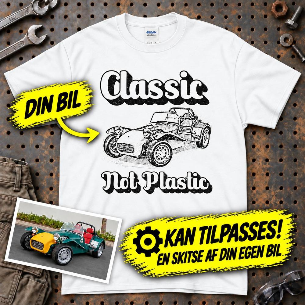 
Produktbillede af Personlig - Classic Not plastic - Med Skitse Fra Dit Bil-/Motorcykelbillede T-Shirt