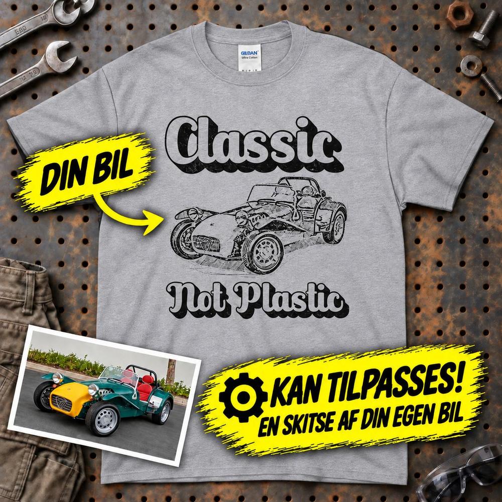 
Produktbillede af Personlig - Classic Not plastic - Med Skitse Fra Dit Bil-/Motorcykelbillede T-Shirt