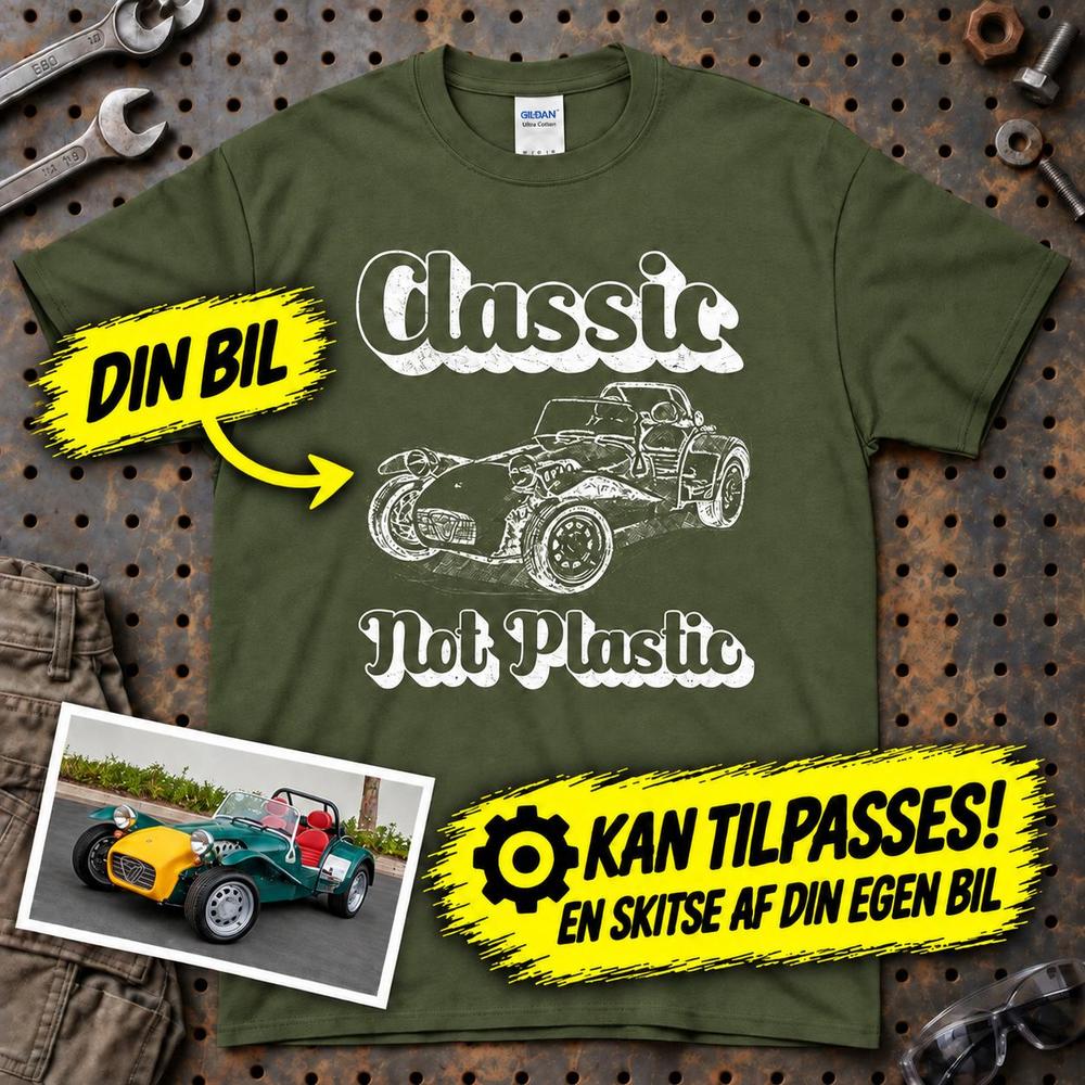 
Produktbillede af Personlig - Classic Not plastic - Med Skitse Fra Dit Bil-/Motorcykelbillede T-Shirt