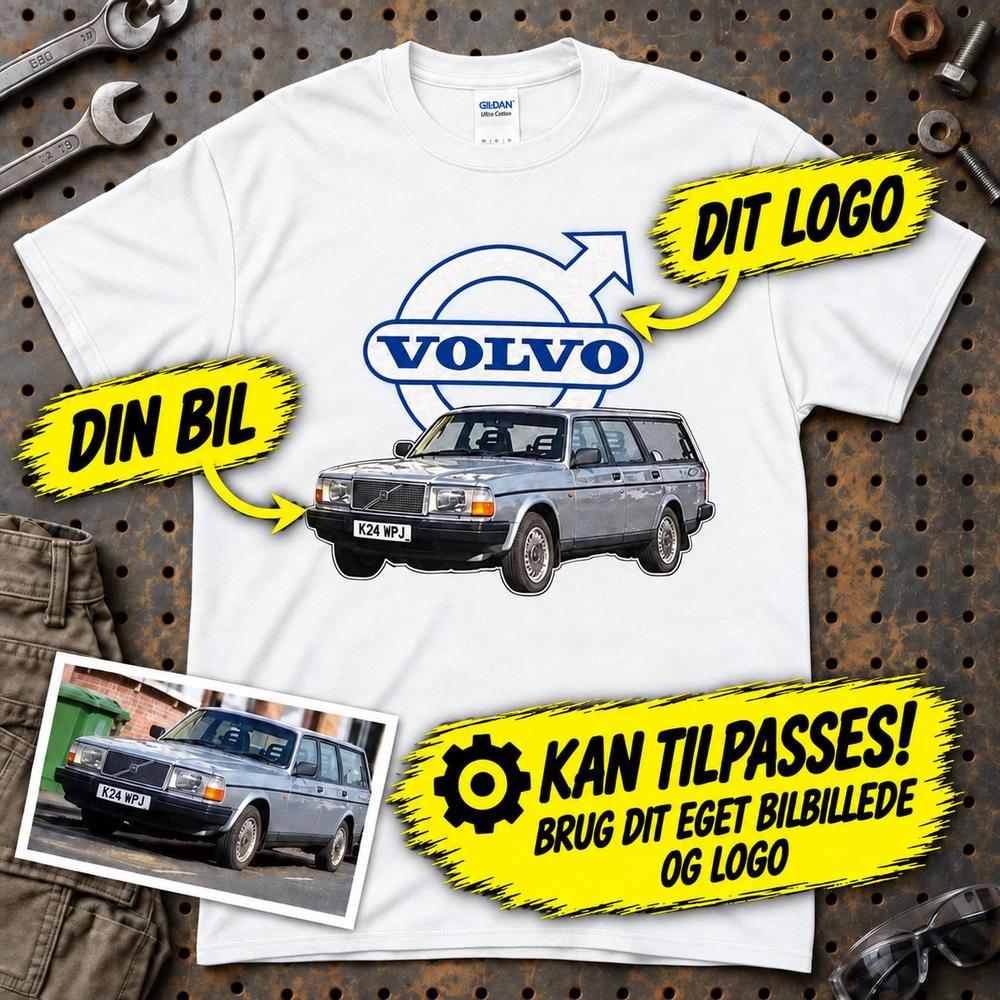 
Produktbillede af Personlig - Din Bil Billede + Logo T-Shirt