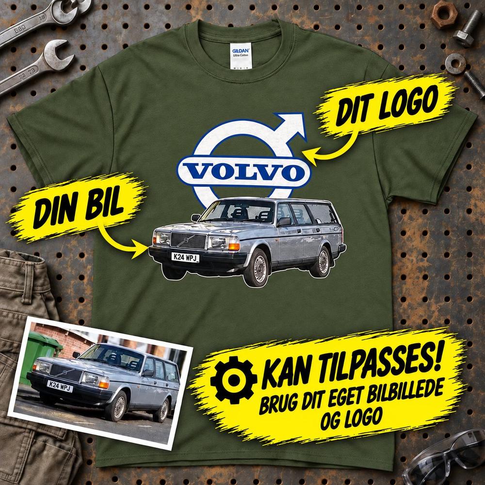 
Produktbillede af Personlig - Din Bil Billede + Logo T-Shirt
