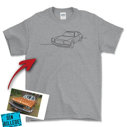 Personlig - Din Bil One Line Style - Med Din Bil MC Billede Unisex T-Shirt , Bomuld-Beklædning-Garage Culture-Grå Sport-S-Forside-Garage Culture Shop- garage - man cave - merchandise