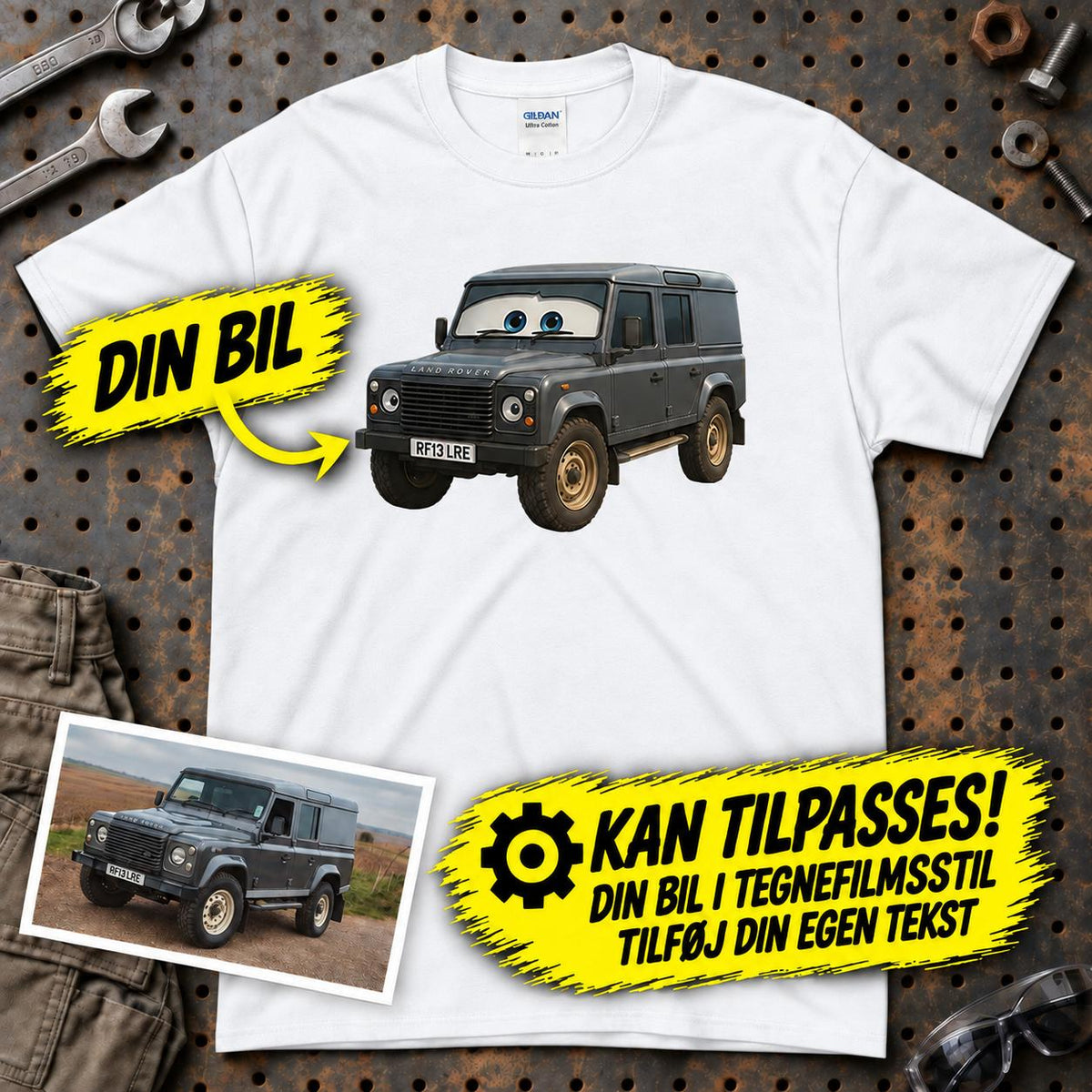 
Produktbillede af Personlig - Din Bil Pixar Cars Style - Med Din Bil MC Billede T-Shirt