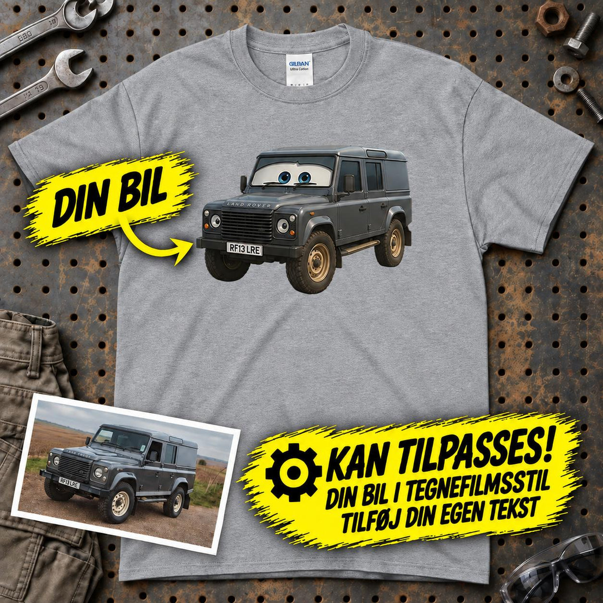 
Produktbillede af Personlig - Din Bil Pixar Cars Style - Med Din Bil MC Billede T-Shirt