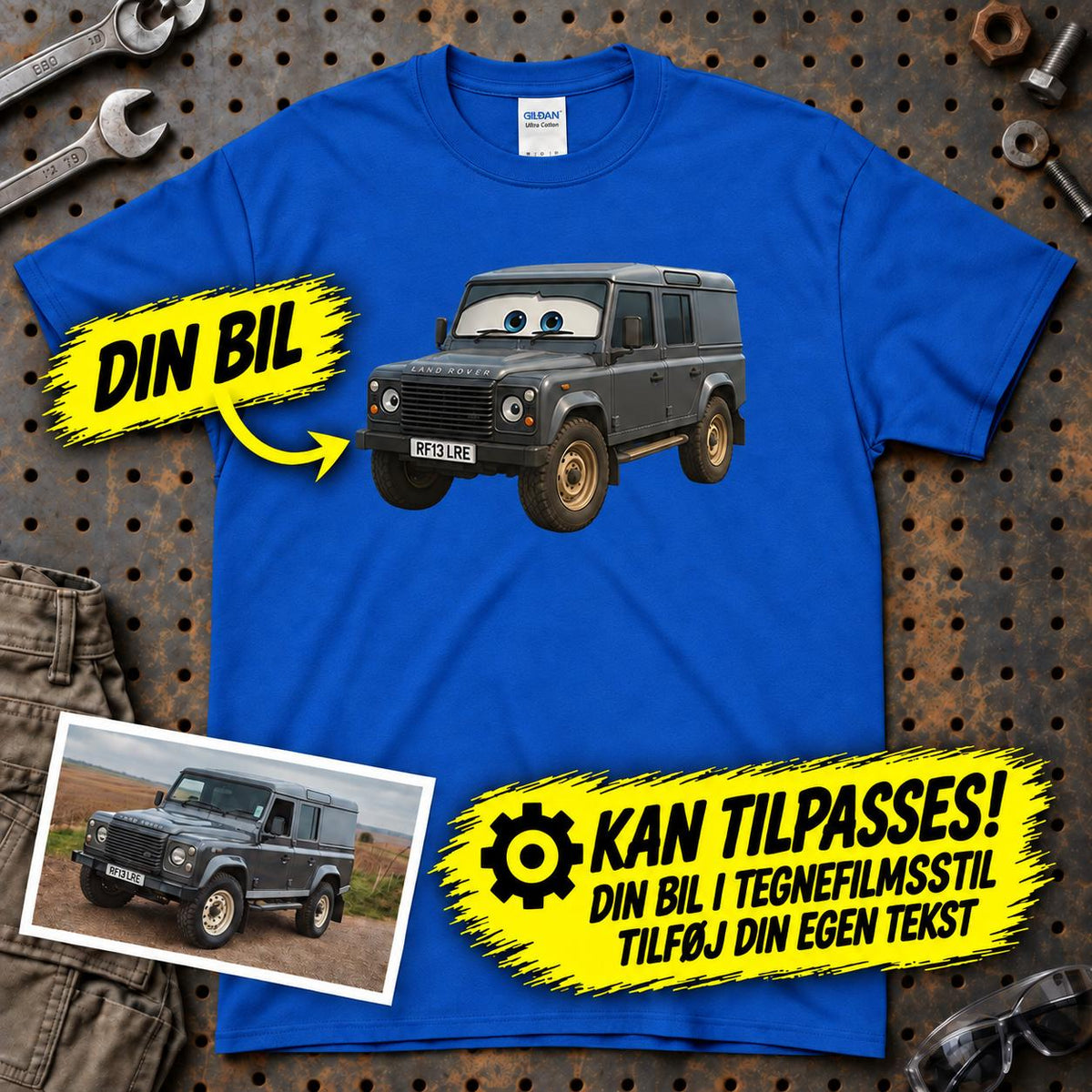 
Produktbillede af Personlig - Din Bil Pixar Cars Style - Med Din Bil MC Billede T-Shirt