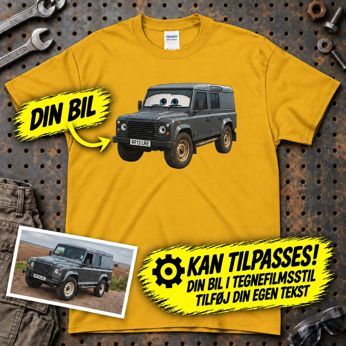 
Produktbillede af Personlig - Din Bil Pixar Cars Style - Med Din Bil MC Billede T-Shirt