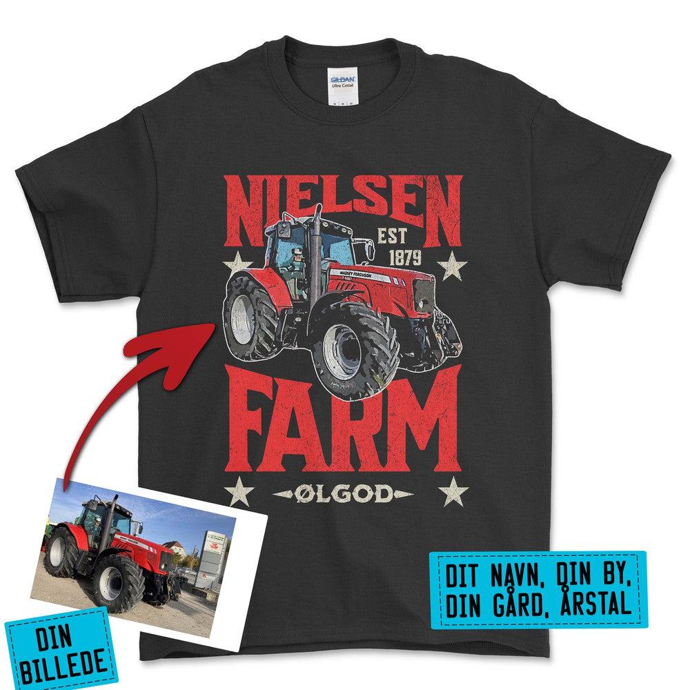 Personlig - Din Farm - Dit traktor billede T-Shirt-Beklædning-Garage Culture-Sort-S-Garage Culture Shop- garage - man cave - merchandise