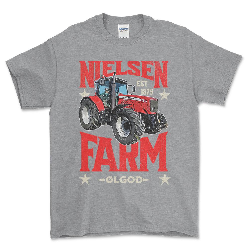 Personlig - Din Farm - Dit traktor billede Unisex T-Shirt , Bomuld-Beklædning-Garage Culture-Grå Sport-S-Forside-Garage Culture Shop- garage - man cave - merchandise