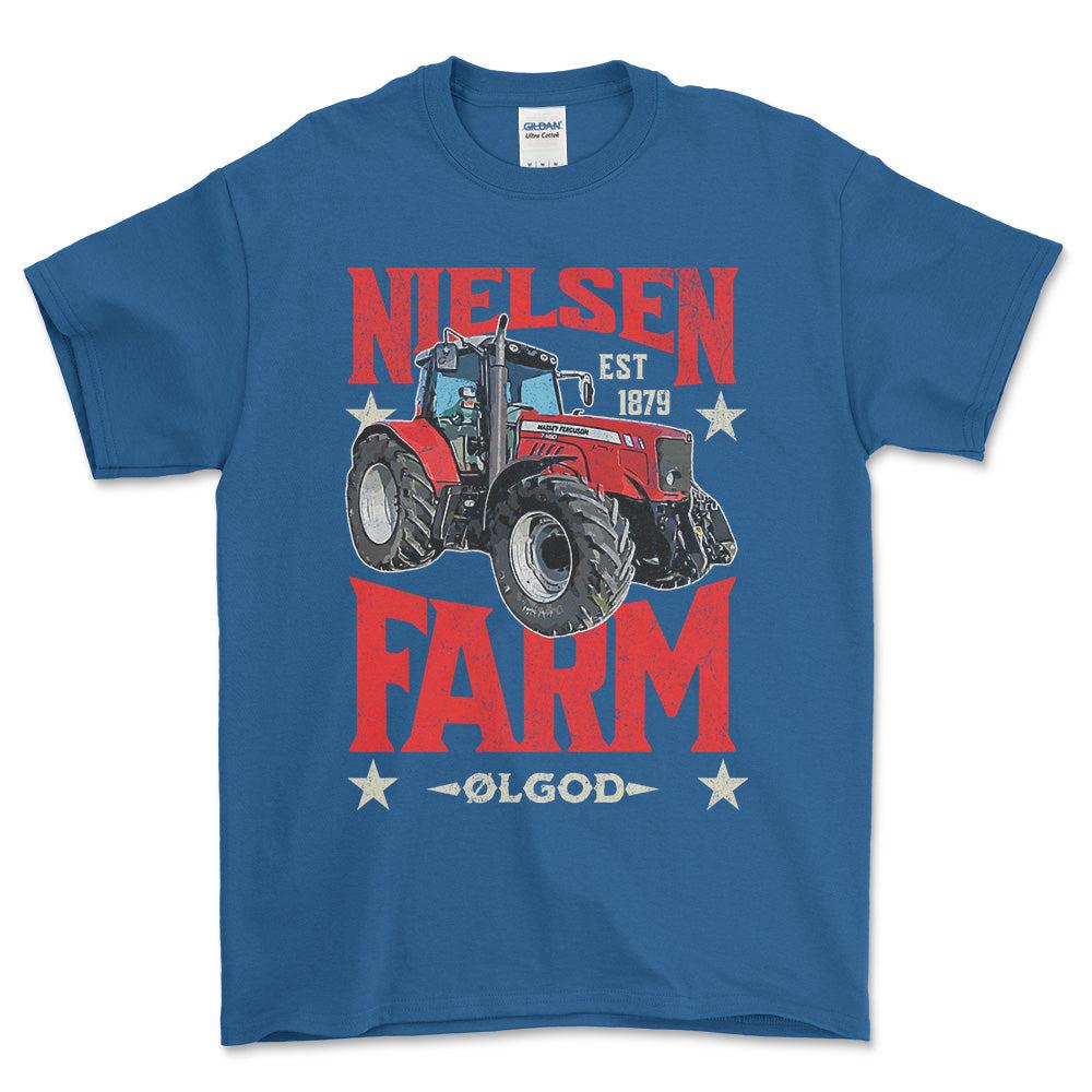 Personlig - Din Farm - Dit traktor billede Unisex T-Shirt , Bomuld-Beklædning-Garage Culture-Blå Royal-S-Forside-Garage Culture Shop- garage - man cave - merchandise