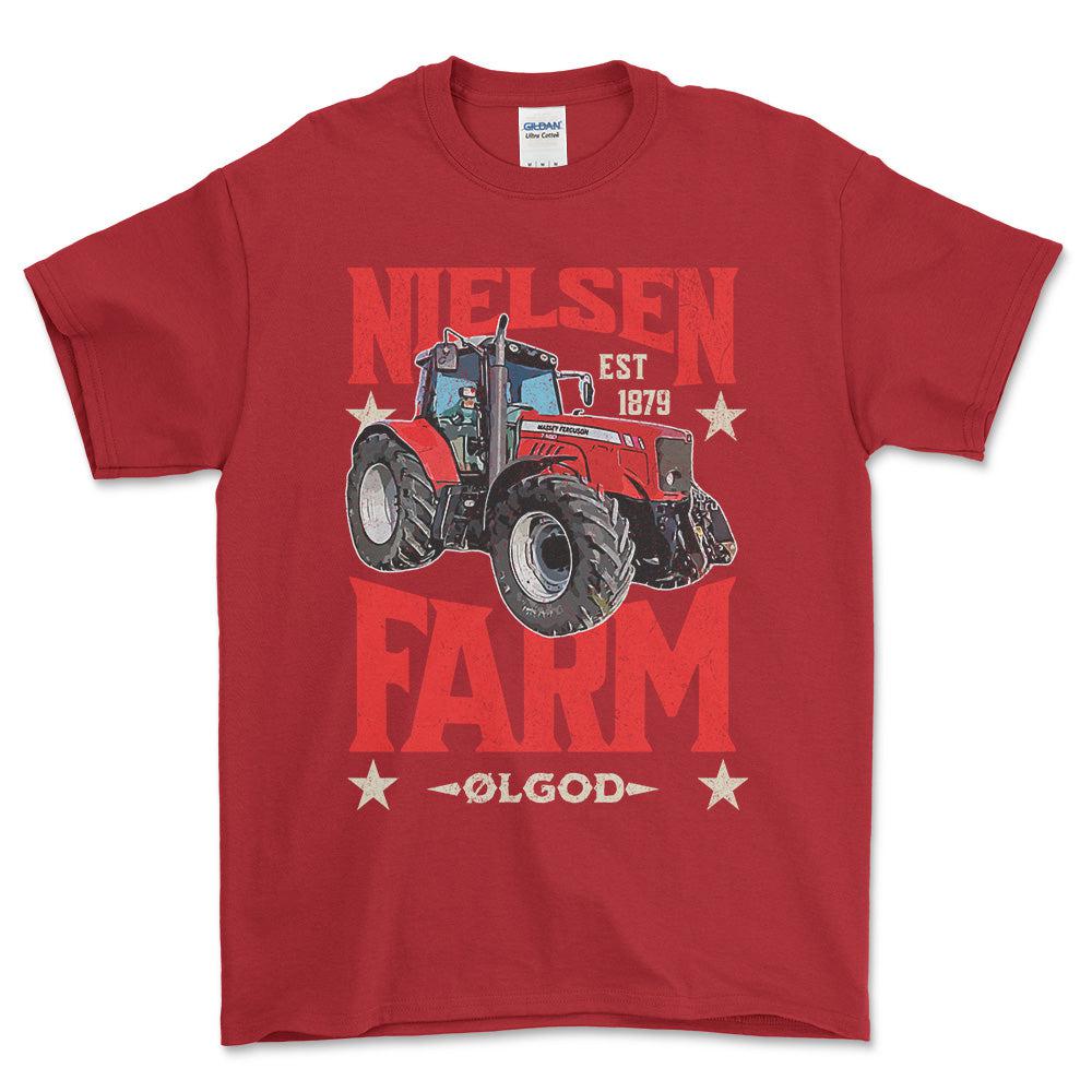 Personlig - Din Farm - Dit traktor billede Unisex T-Shirt , Bomuld-Beklædning-Garage Culture-Rød-S-Forside-Garage Culture Shop- garage - man cave - merchandise