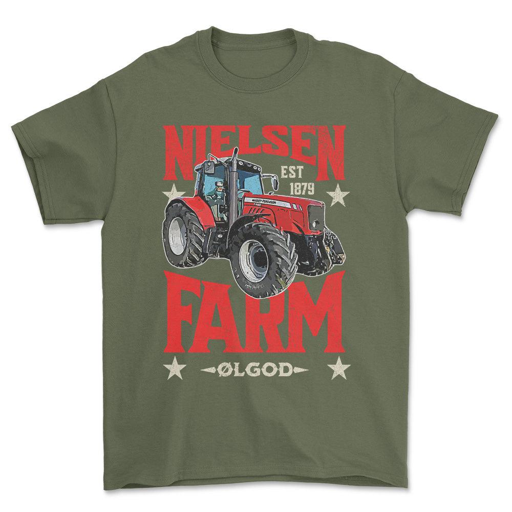 Personlig - Din Farm - Dit traktor billede Unisex T-Shirt , Bomuld-Beklædning-Garage Culture-Grøn Militær-S-Forside-Garage Culture Shop- garage - man cave - merchandise