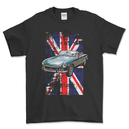 Personlig - Din bil og UK Flag - Med Din Bil MC Billede Unisex T-Shirt , Bomuld-Beklædning-Garage Culture-Garage Culture Shop- garage - man cave - merchandise