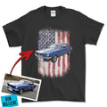 Personlig - Din bil og USA Flag - Med Din Bil MC Billede T-Shirt-Beklædning-Garage Culture-Garage Culture Shop- garage - man cave - merchandise